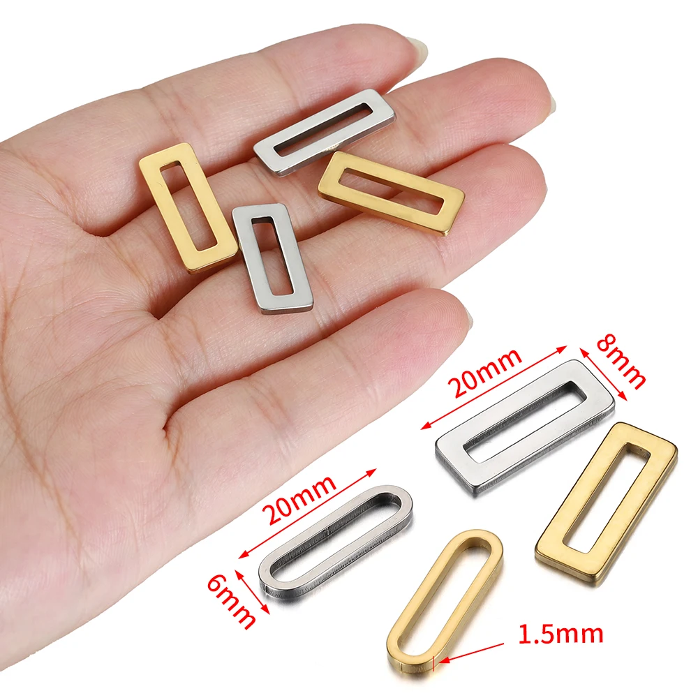 20pcs 20mm Stainless Steel Gold Rectangle Frame Charms Pendants for Earrings Necklace DIY Jewelry Making Accessories Supplies