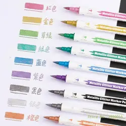 10 Pcs Double End Metallic Marker Pens Double Tip Glitter Marker Kid Art Set for Coloring Cards Making DIY Scrapbooking