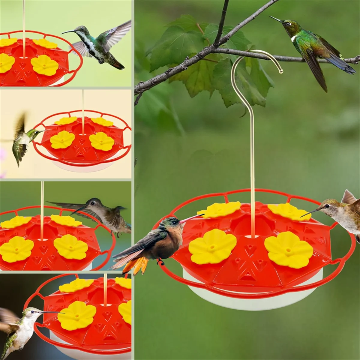 Bird Feeders for Outdoors Hanging Ant and Bee Proof, 20 Feeding Ports,with Perch and Built-in Ant Moat,Leak-Proof