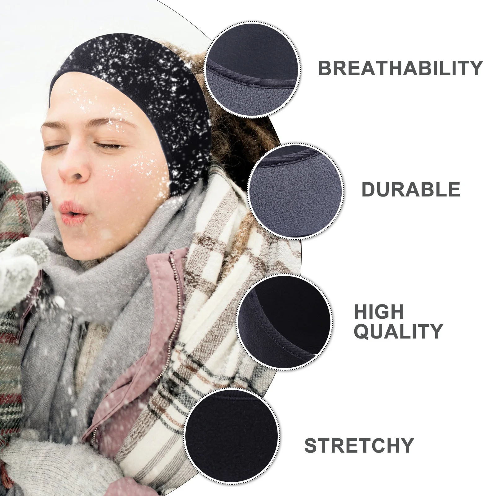 

2 Pcs Ear Covered Headband Wrap Warmer Full Muffs Sports Stretchy Headbands for