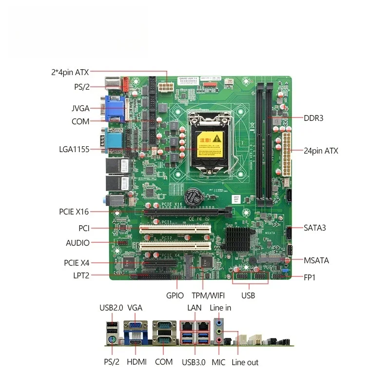 ضمان جديد 3 سنوات ATX Q85 LGA1150 I3 I5 I7 معالج 2 DDR3 HD VGA 2 LAN 11 USB PCIE Win10 Linux اللوحة الأم الصناعية #4