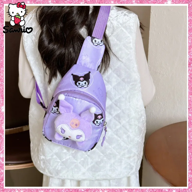 Kawaii Sanrio Crossbody Bag Cinnamoroll Storage Pouch Kuromi Chest Bag My Melody Hello Kitty Pochacco Messenger Bag Girl Gift