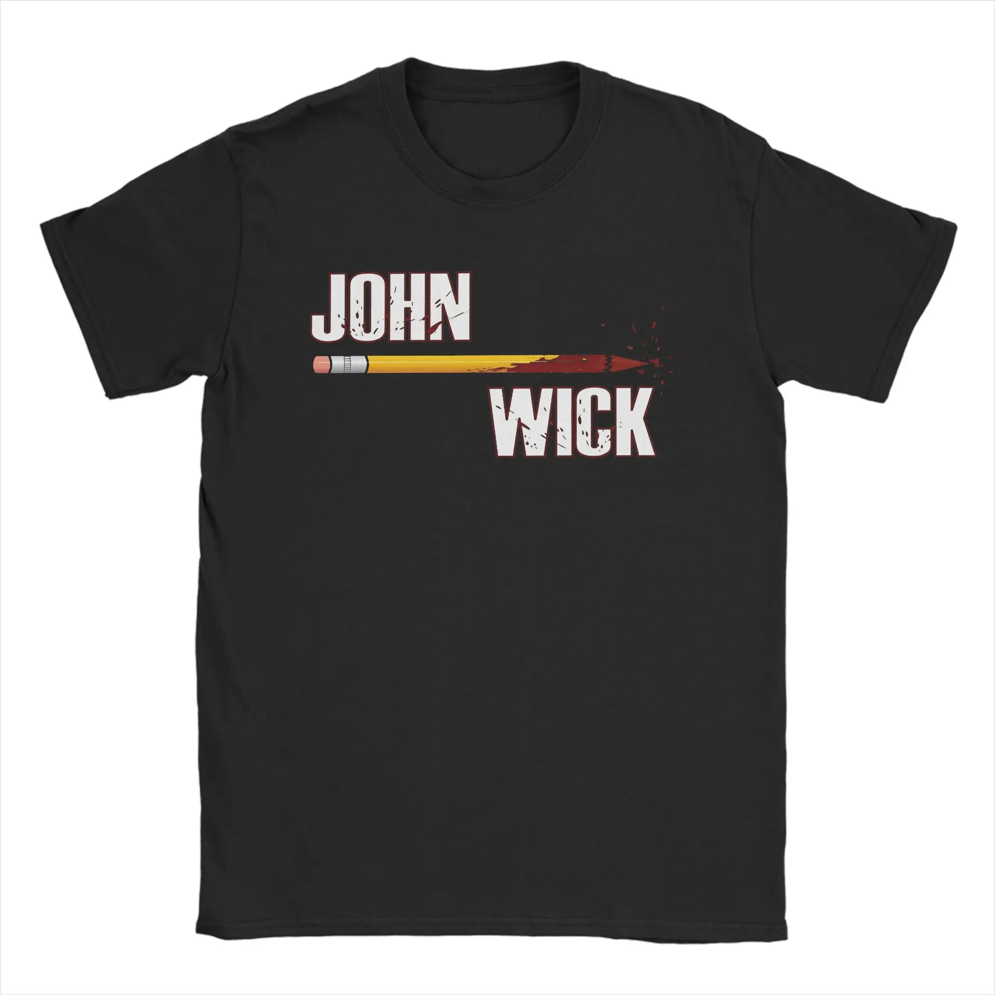 

Men Movie John Wick Pencil T Shirts Cotton Tops Funny Short Sleeve Crewneck Tees Gift Idea T-Shirts