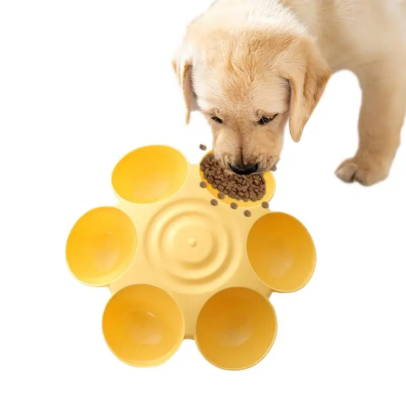 Six-in-one Dog Bowl Puppy Slow feeder Flower-Shaped Bowl for pets  6-Meal Kitten Food Dish  Healthy Diet Dish Pet Accessories