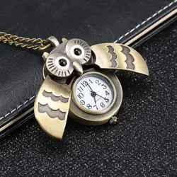 Fashion Cartoon Owl Decorative Vintage Pocket Watch On Chain Vintage Watches Quartz Necklace Pendant Clock Gifts For Women