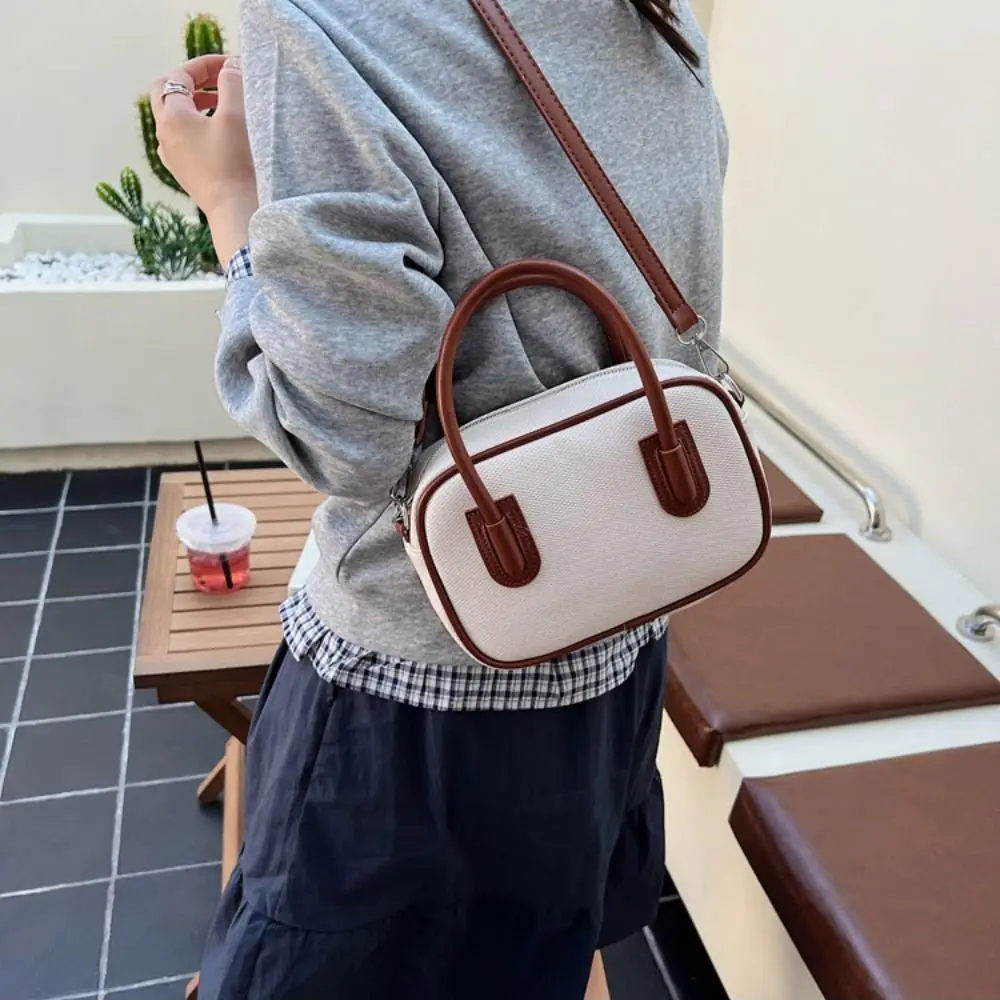 Высококачественная кожаная сумка для боулинга из искусственной кожи в корейском стиле, однотонная сумка-тоут в бостоне во французском стиле, дизайн меньшинств