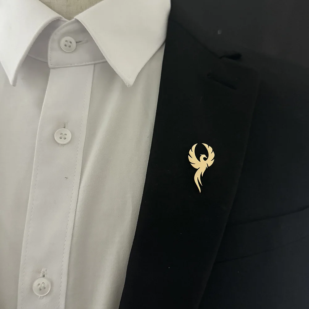 

Classic Phoenix Totem Stainless Steel Men's Animal Faith Masca Decoration Bridal Shirt Accessories Dress Badge