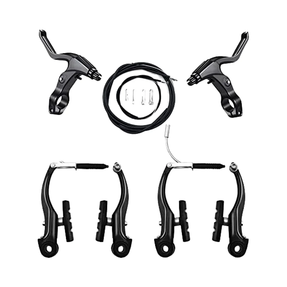 V-Type Complete Universal Bike Brake Set Front Rear MTB Bicycle Brakes Inner Outer Cables Pads Includes Brakes Lever Calipers