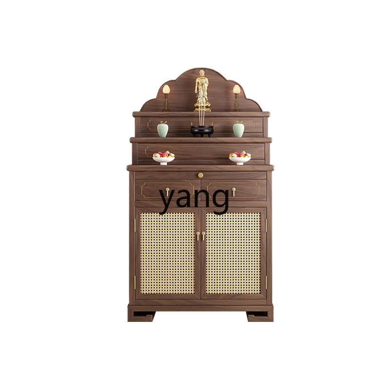 

LT black walnut Tibetan three-layer offering table incense case household solid wood offering table