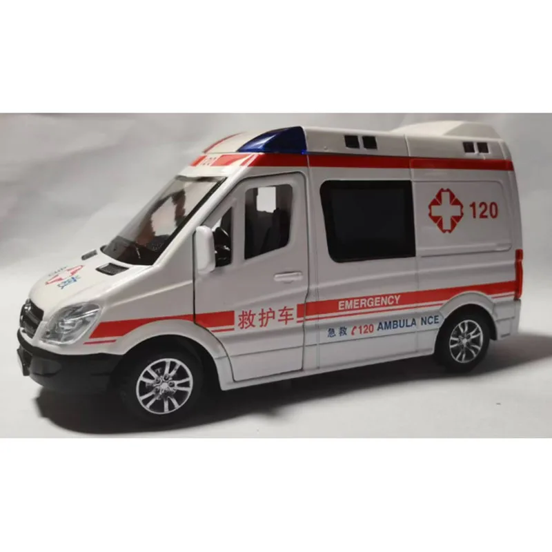 1:32 Emergency Ambulance sprinter Alloy Off Road Vehicle Diecast Metal Scale Model Car Sound＆Light Collection Children Toy Gifts