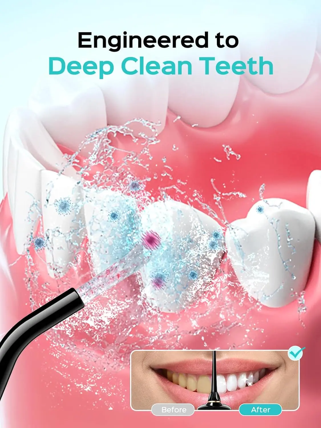 10段階設定のポータブルウォーターフロッサー、矯正器具や敏感な歯茎用のコードレスデンタルピック - BPAフリー、旅行に便利