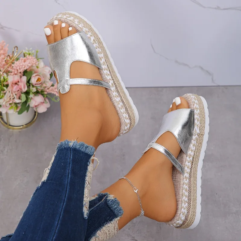 Women's Shoes 2024 High Quality Plus Size Women's Slippers Fashion Solid  Casual Slippers Women New Peep Toe Platform Sandals