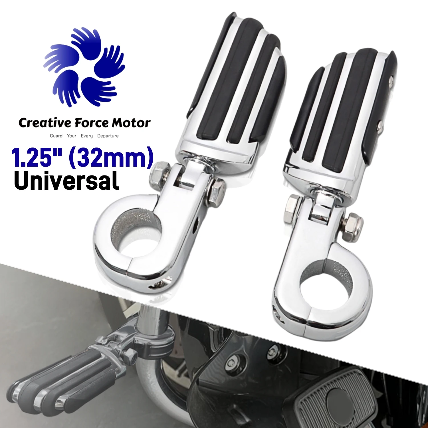 Motorcycles Highway Foot Pegs 32mm Engine Guard Footrest For Harley Softail Fat Bob Dyna Low Rider Road King Street Glide FLTRX