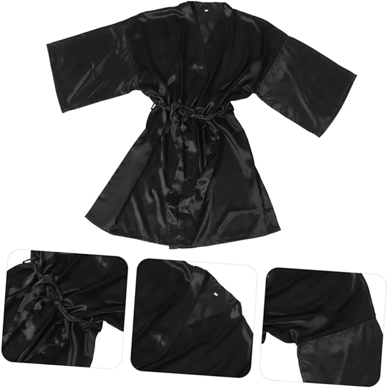 New Silk Kimono Robe Bathrobe Women Silk Bridesmaid Robes Sexy Navy Blue Robes Satin Robe Ladies Dressing Gowns
