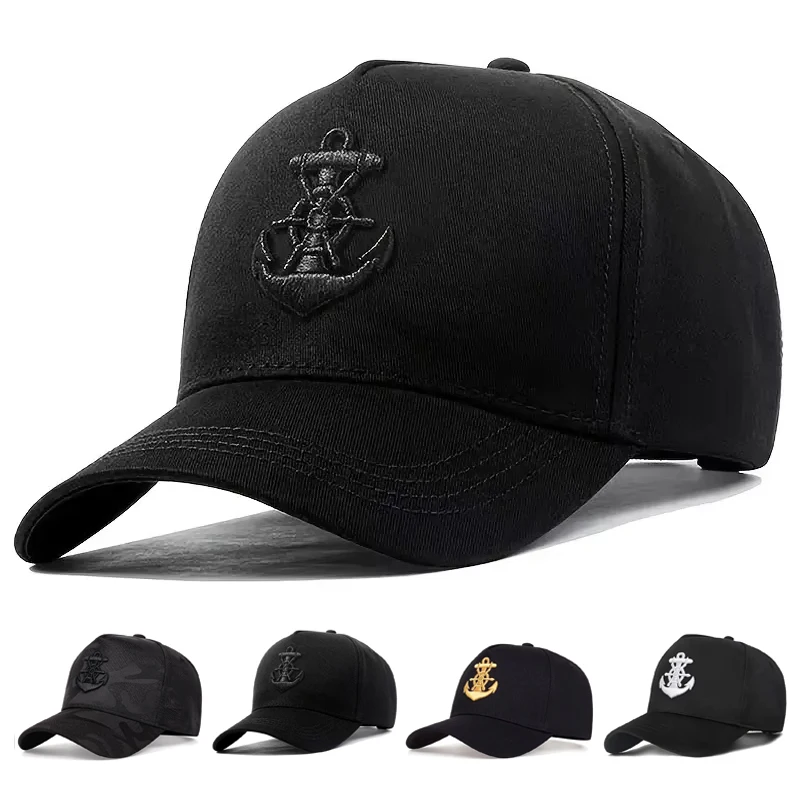 Unisex-Baseballmützen mit Schiffsanker-Stickerei, für Frühling und Herbst, verstellbare Freizeithüte für den Außenbereich, Sonnenschutzhut – Detail 1