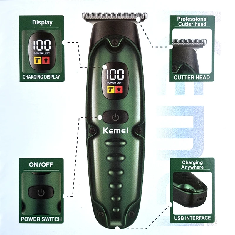 مقص شعر كهربائي لاسلكي للرجال ، مقص حلاق محترف ، مقص قص ، ضوضاء منخفضة ، قابل لإعادة الشحن ،