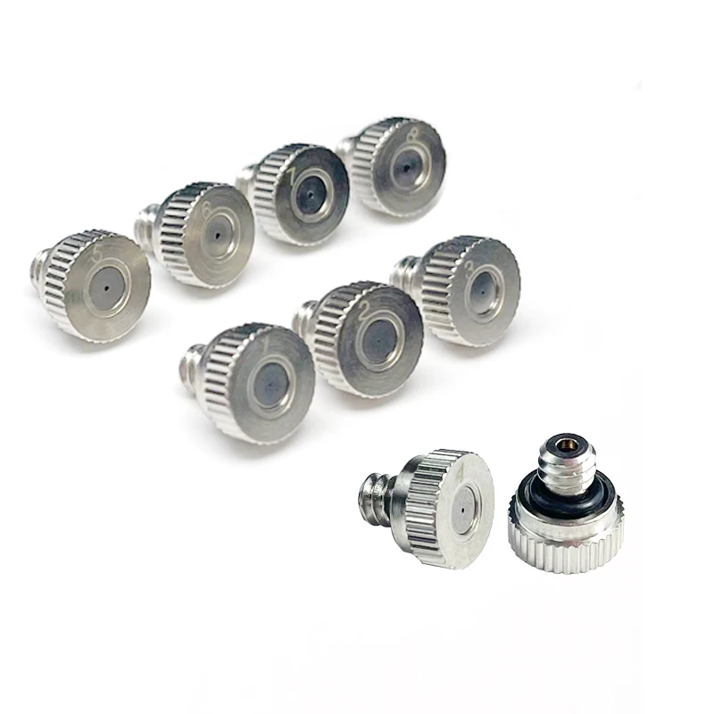 10pcs Zinc Plated Brass Misting Nozzle with 10-24 UNC Male Thread 0.1mm to 0.8mm Orifice for Garden Patio Water Sprayer