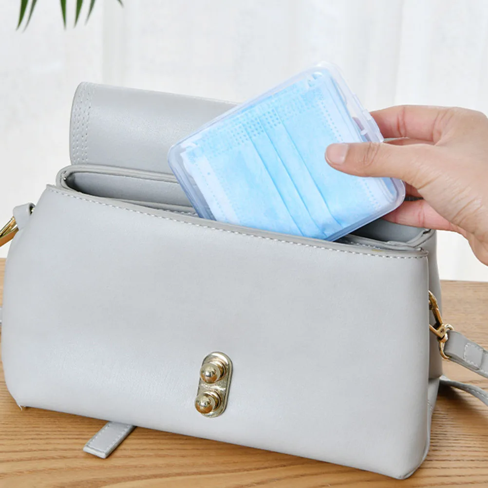 

3Pcs Small Size Dustptoof Mask Container Box Transparent Mask Storage Box Plastic Musk Storing Box for Home (White)