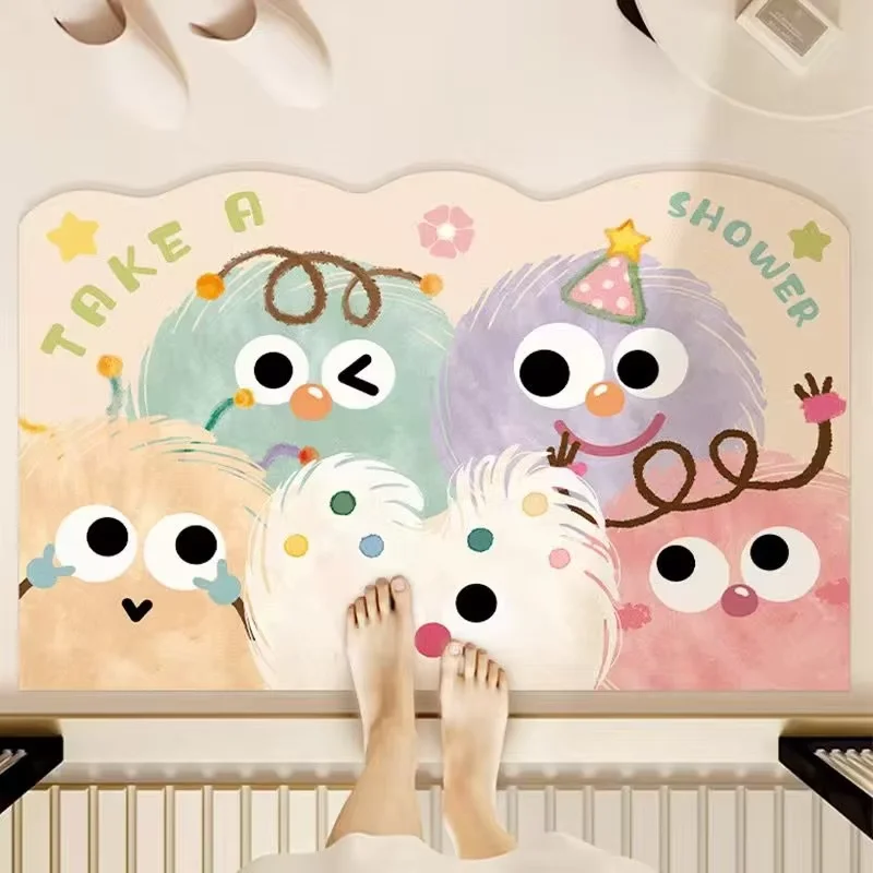 VIKAMA Animated Cartoon Print Special Shaped Rug Non Slip Durable Mat For Bathroom Living Room Bedroom Entryway Home Decor