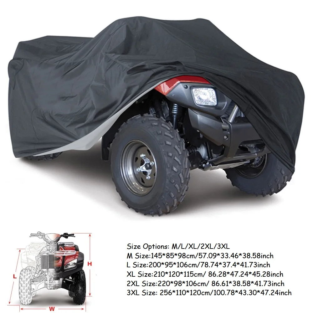 Quad Bike ATV Cover Universal 190T Waterproof Dustproof Motorcycle Vehicle Scooter Kart Motorbike Covers M L XL XXL XXXL Black