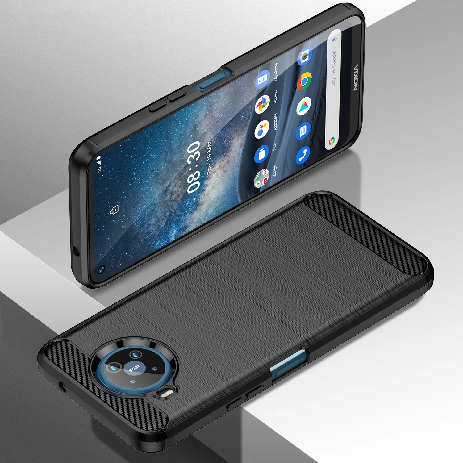 Capa protetora de silicone macio para nokia 8v 5g uw nokia 8,3 5g, caso luxuoso da fibra do carbono