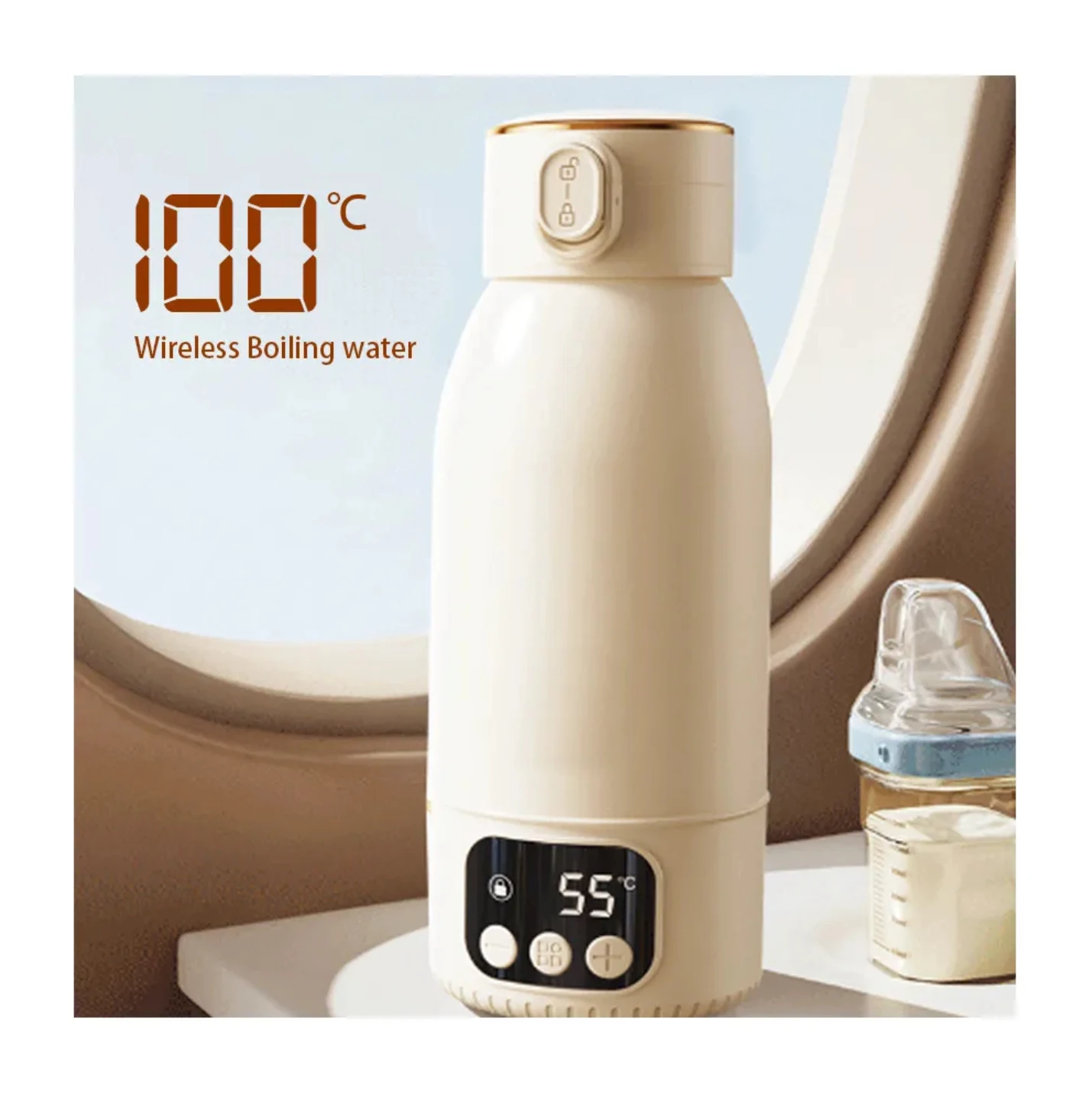 

НОВАЯ беспроводная кипящая вода 35-100 ℃ Детский подогреватель молока, портативный подогреватель бутылочек для улицы, дорожный водонагреватель для чая, кофе