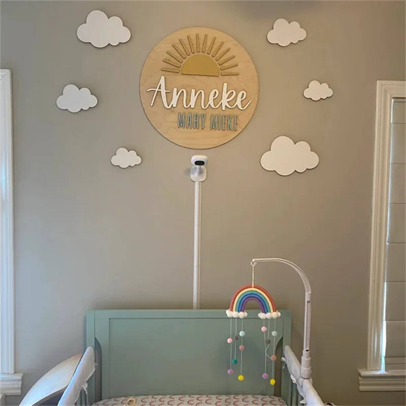 6Pcs/Set Nordic Style Sky Enthusiast Large White Wooden Cloud Wall Stickers Wooden Cloud Sign Set Home Bedroom Living Room Hallway Wooden Cloud Wall Decor Bohemian Coffee Bar Bar Wall Decoration Wall Stickers Boys and Girls Room Background Decoration