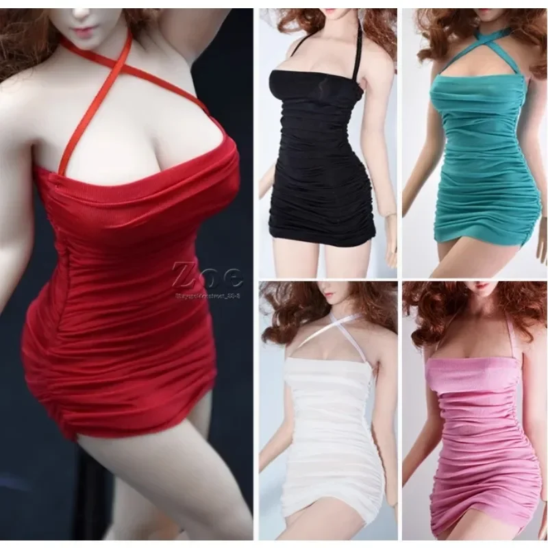 1/6 Scale Female Soldier Clothes Ice Silk Vest Floral Skirt Suspender Dress Waist Chain Sided Shawl for 12\