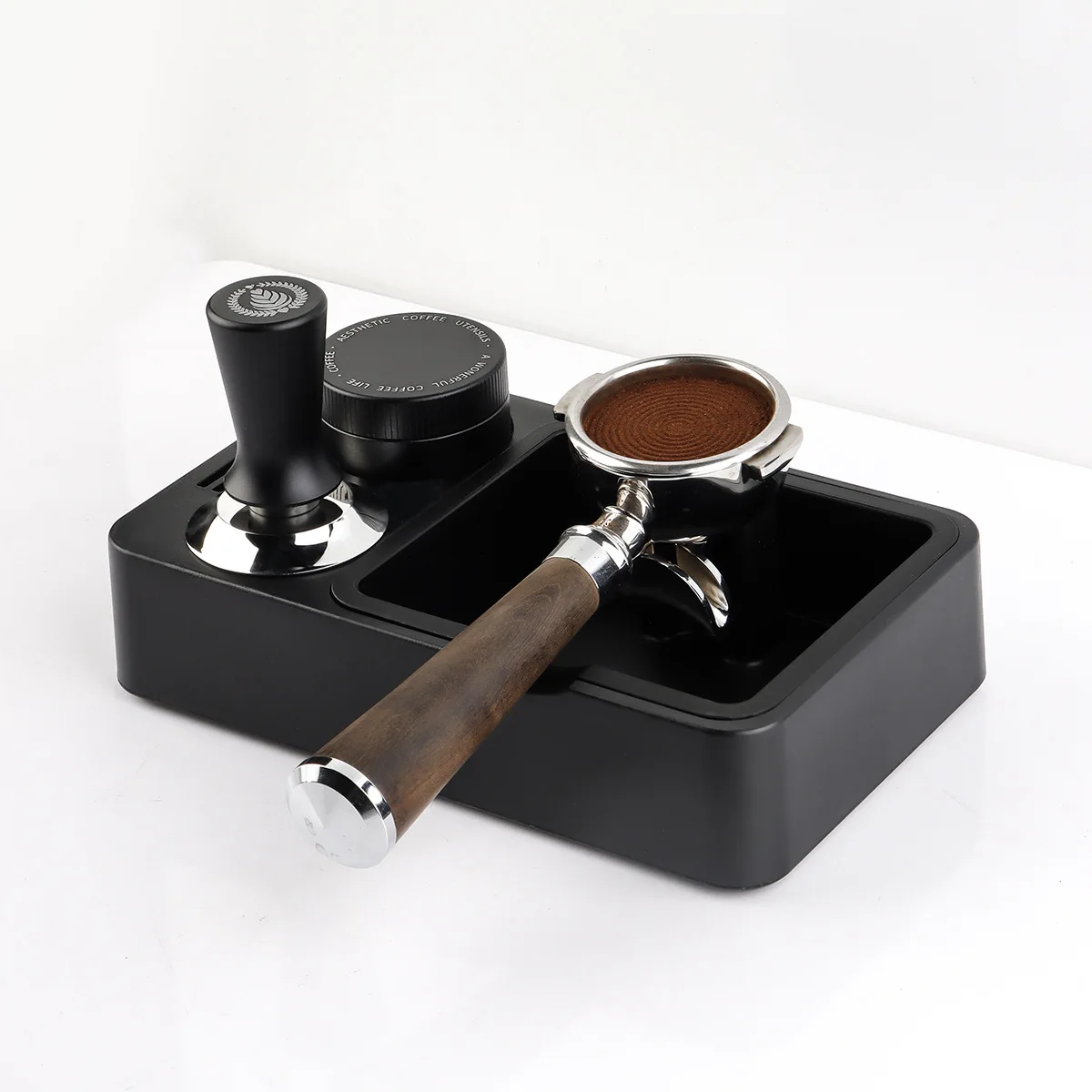 Multi-functional Coffee Knock Box, Espresso Storage Tool, Portafilter Holder, All-in-one Storage Base