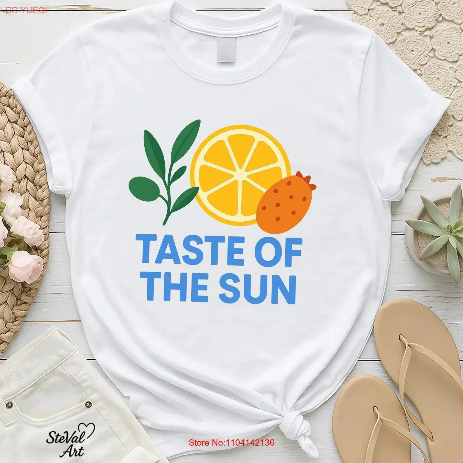 Mediterranean Summer T Shirt Taste of the Sun Citrus Fruit Sicilian Lemon Colorful Foodie Olive Prickly Pear Design vintage