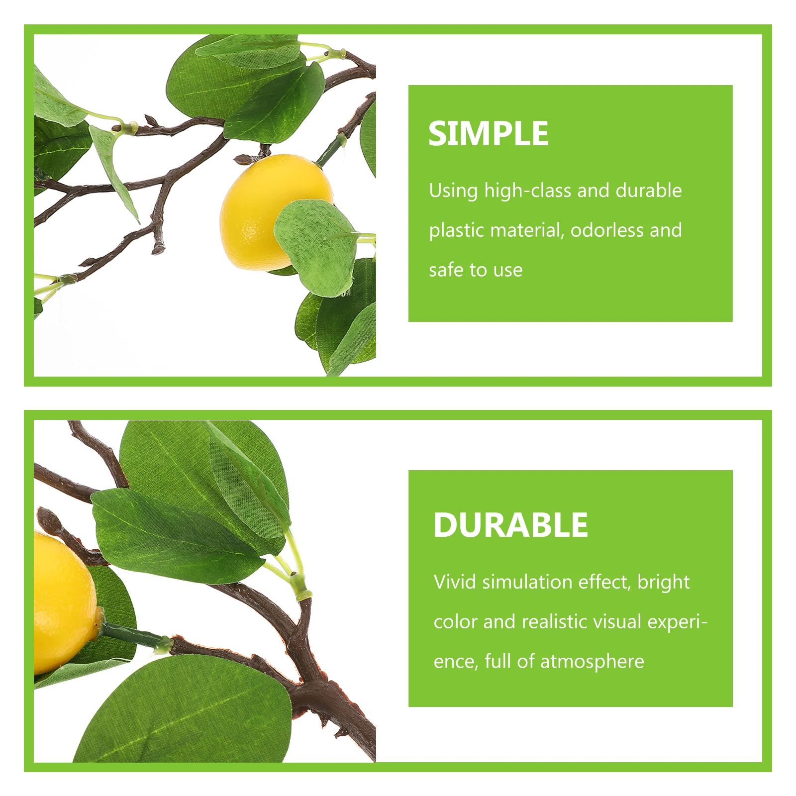 

3pcs Lifelike Plastic Lemon Tree Plant Branch Vase Diy Adornment Home Kitchen Lemon Cutting Decor Fake Plant Branch Long-Lasting