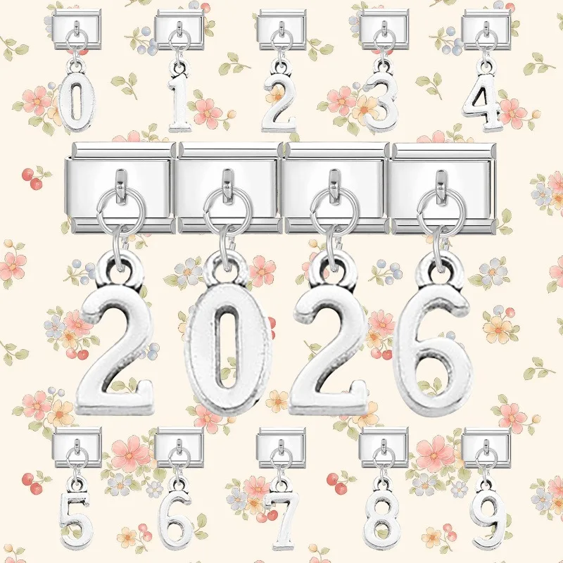 أحدث صيحات الموضة للرجال والنساء 26 قلادة بحروف إنجليزية وصلات ساحرة تناسب سوار 9 مللي متر من الفولاذ المقاوم للصدأ صنع مجوهرات ذاتية الصنع