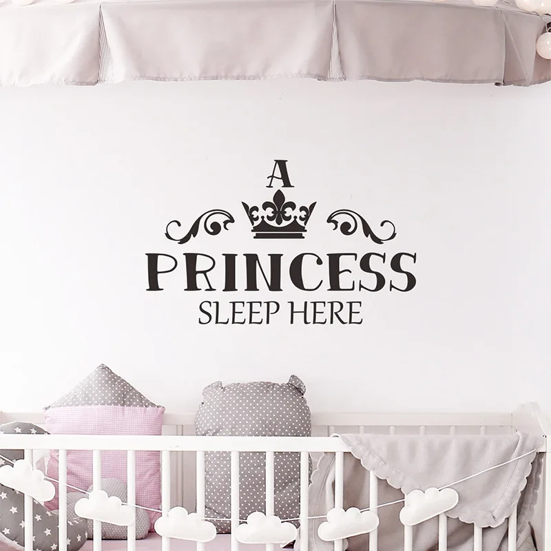 Princess Sleep Here Wall Sticker For Girl's Room Background Decoration Wallpaper Home Decor Kids Bedroom Self-adhesive Decals - Image 4