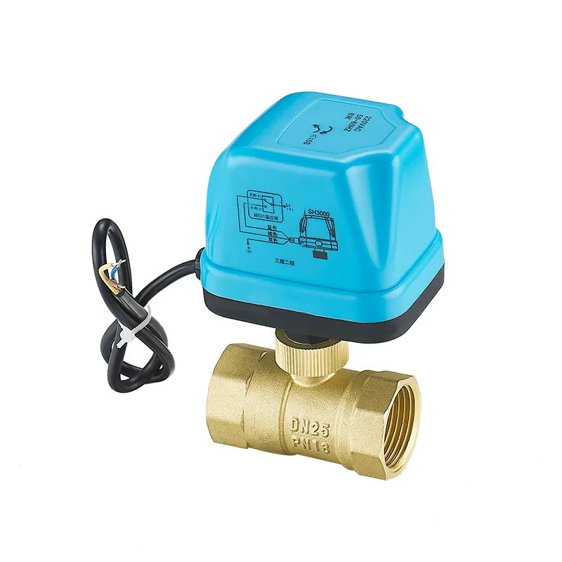 For brass electric ball valve three-wire two-control 220V two-way upgrade motor central air conditioner floor heating
