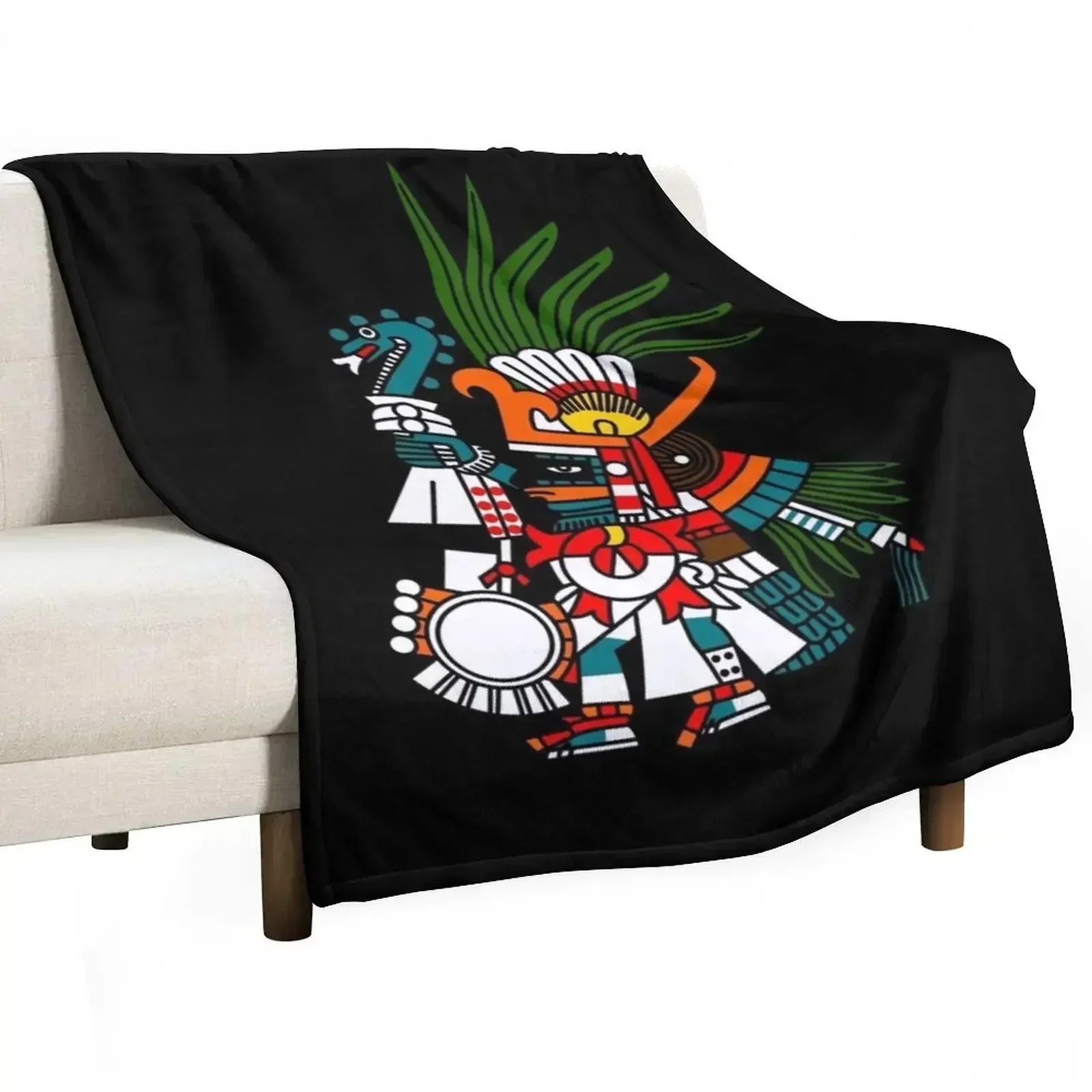 Aztec Deity Huitzilopochtli, “Turquoise Prince”, “Our Lord”, Codex Borbonicus. Throw Blanket