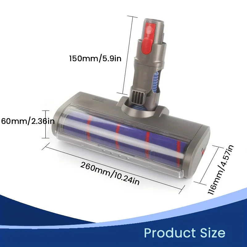 หัวซับพื้นชิ้นส่วนแปรงลูกกลิ้งนุ่มสําหรับเครื่องดูดฝุ่น V7 V8 V10 V11 อุปกรณ์เสริมหมุนได้พร้อมไฟ LED 4 ดวง