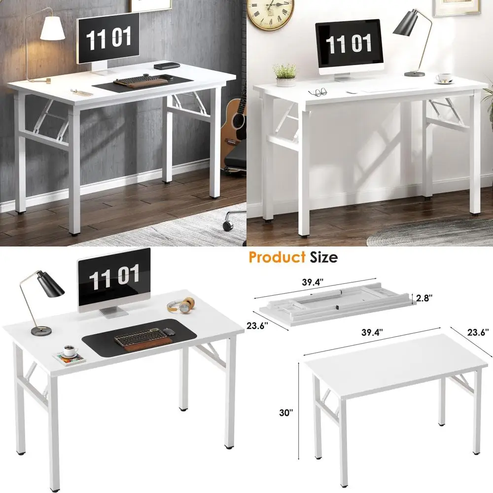

Compact White Writing Desk for Small Spaces with BIMA Certification, No Assembly Required, AC5-10060-DW