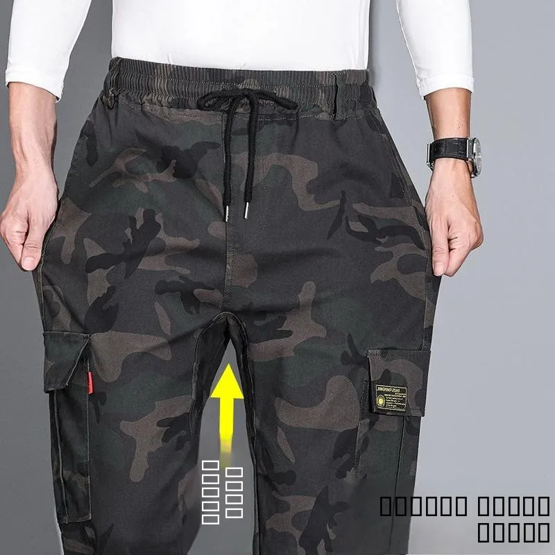 

Men's Casual Camouflage Work Trousers Elastic Wear-Resistant Loose Fit for Office And Welding High Waist Youthful Style All S...