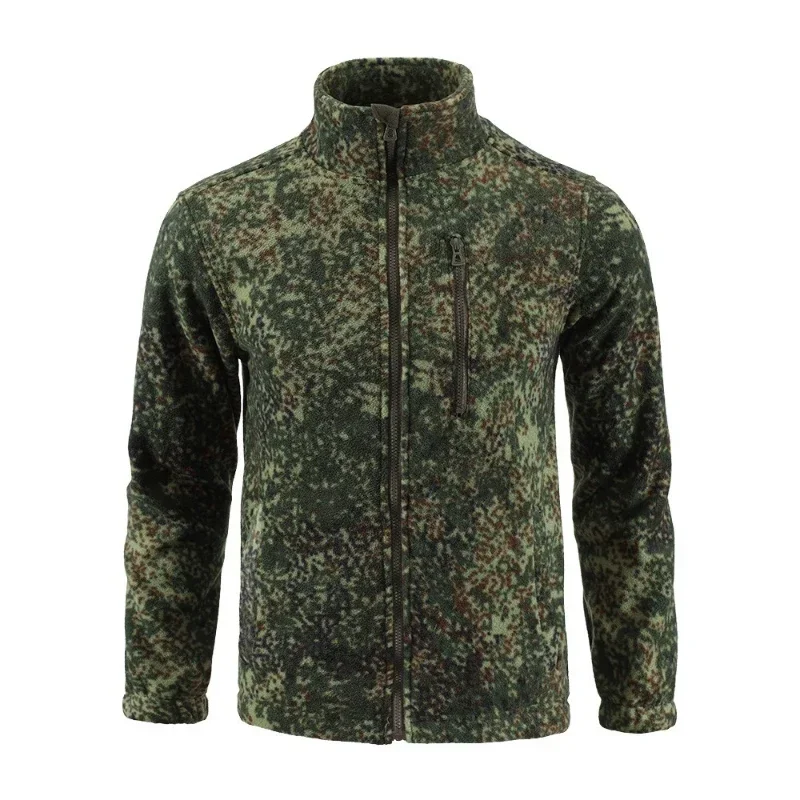 Mens Tactical Fleece Jacket Russian Camouflage Hunting Work Coat Autumn Winter Outdoor Warm Zip Cardigan Jacket Inner Lining