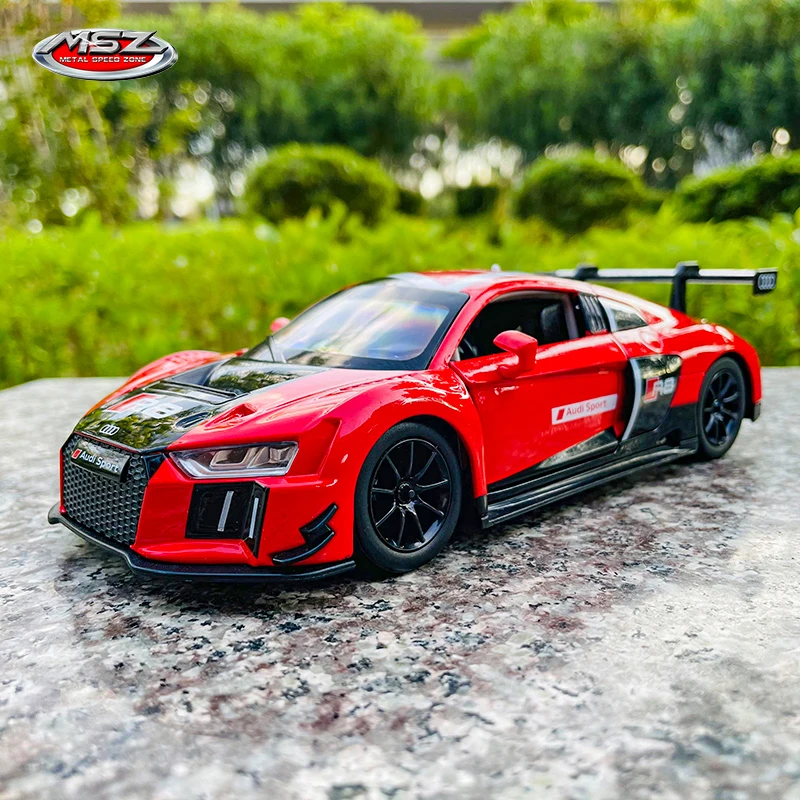 

MSZ 1:24 Audi R8 LMS red Racing Car Model Kids Toy Car Die Casting and Toy Car Sound and Light Boy Car Gift Pull Back