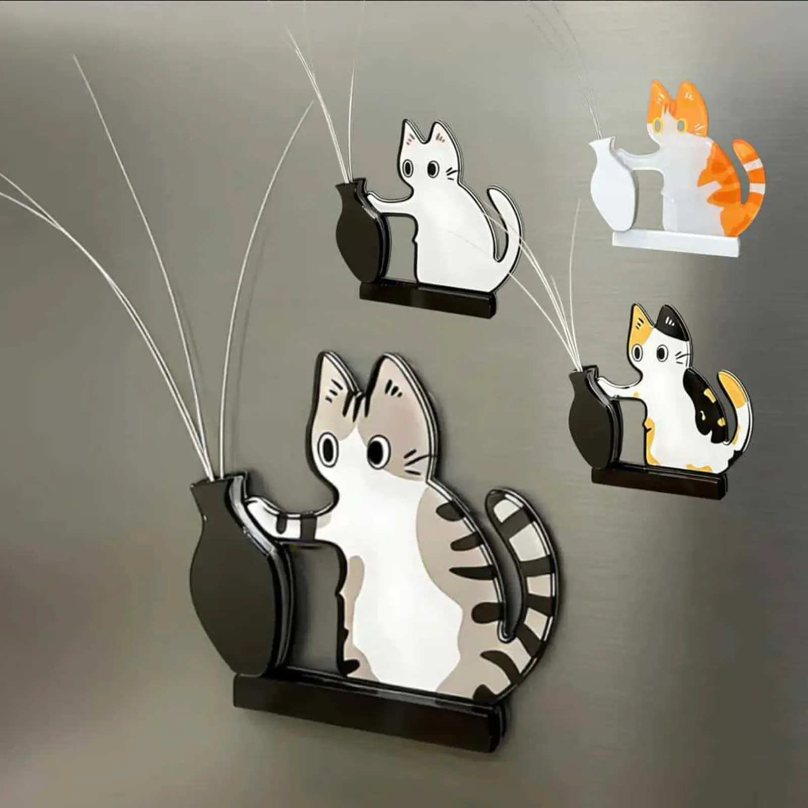 Cat Whisker Memorial Keepsake Acrylic Cute Wide Opening Cat Whisker Keepsake Vases for Refrigerators Washing Machines Bedroom