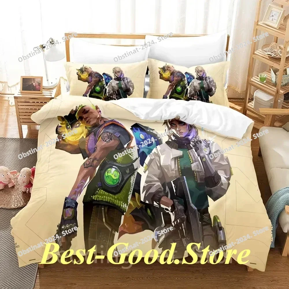 2024 GEKKO VALORANT Bedding Set Single Twin Full Queen King Size Bed Set Adult Kid Bedroom Duvetcover Sets Game Bed Sheet Set