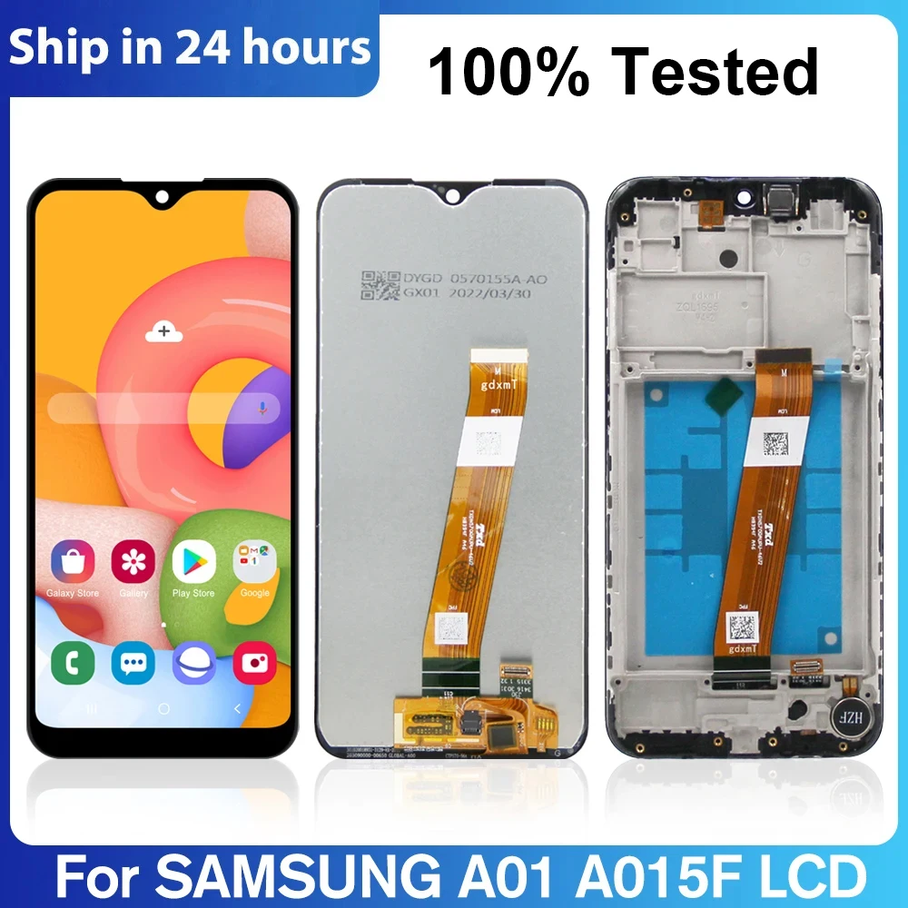 Amoled For Samsung Galaxy A01 A015 LCD Display, Touch Panel Digitizer Assembly For GalaxyA01 SM-A015F,A015M Screen with Frame