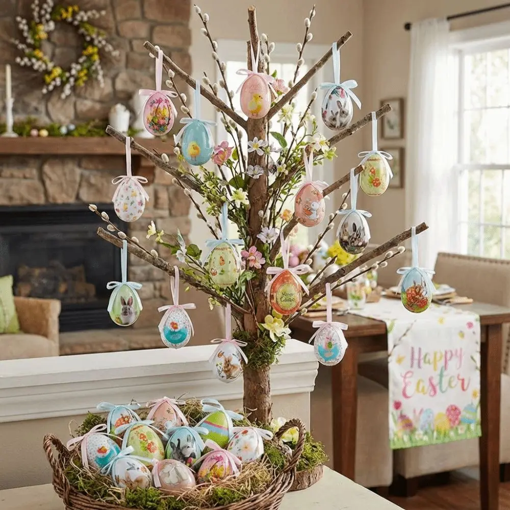 

Painted Foam Easter Eggs Colorful DIY Craft Easter Eggs Pendant Happy Easter Handmade Hanging Easter Egg Spring Decor