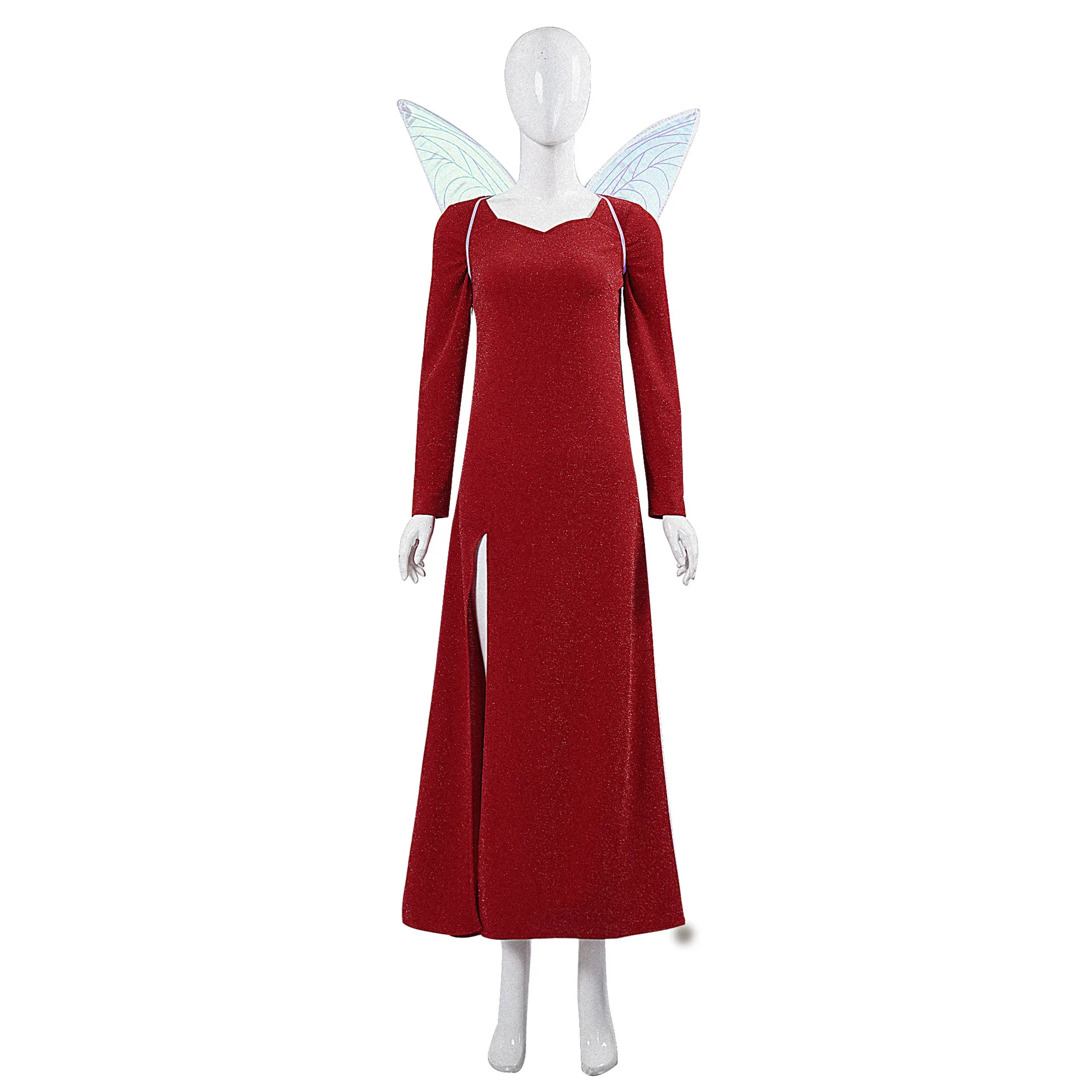 Movie Fairy Godmother Cosplay Costume Woman's Red Dress Butterfly Harness Halloween Party Show Stage Outfit