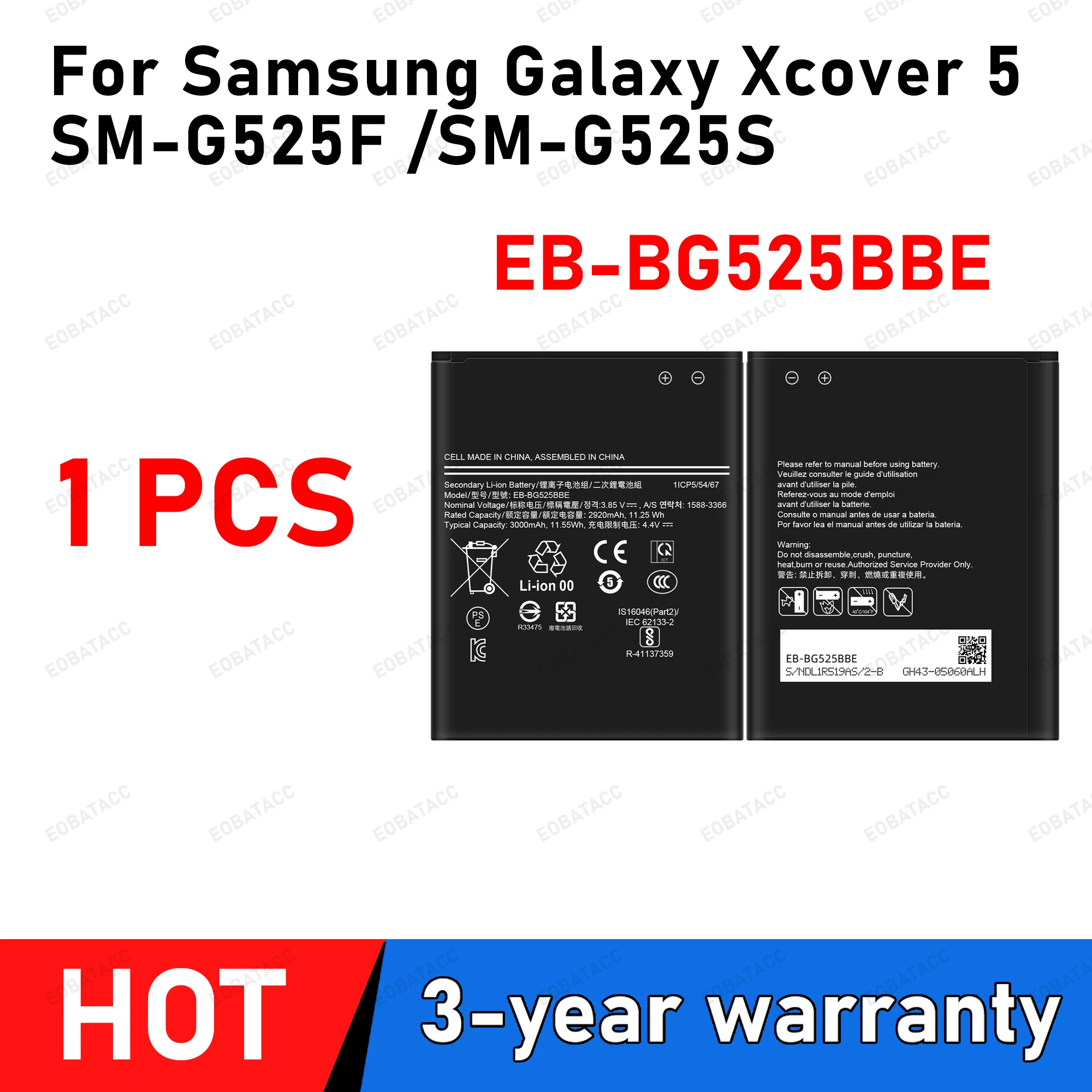 

10 Pcs Brand New Battery EB-BG525BBE For Samsung Galaxy Xcover 5 Batteries