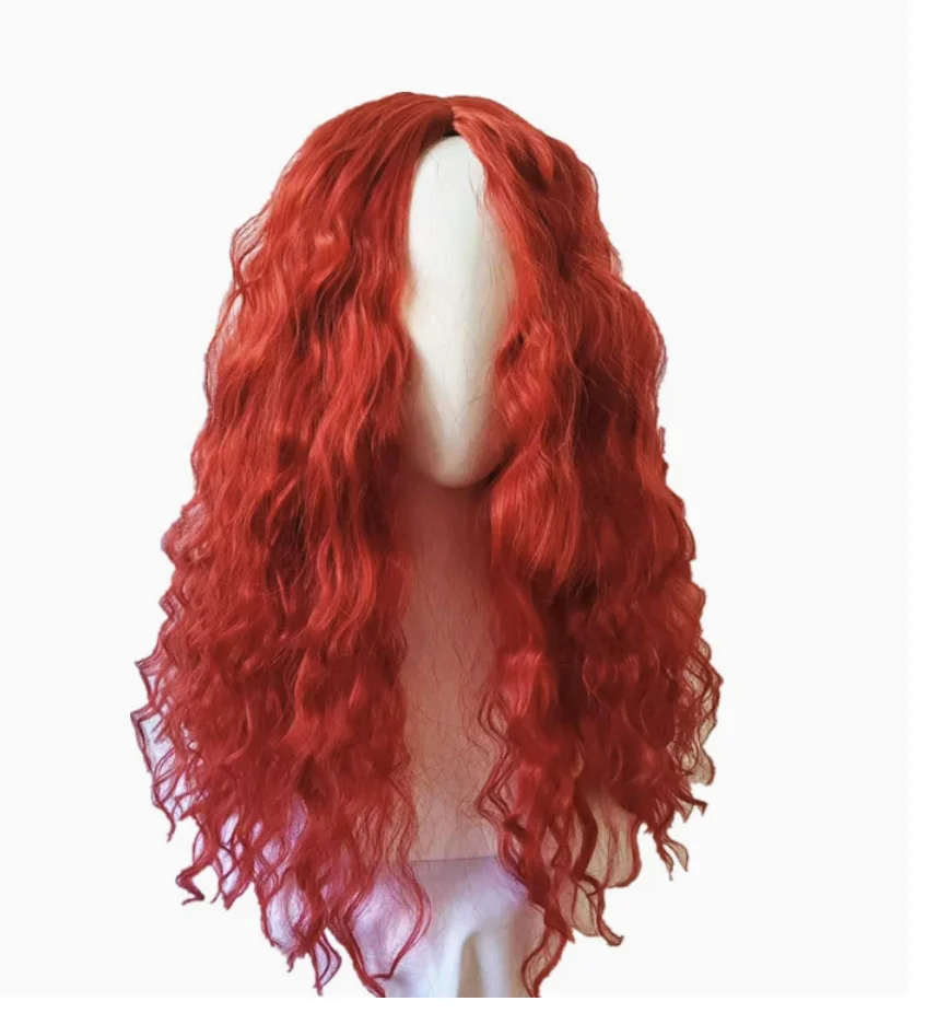 Discendenti 4 Parrucca Cosplay The Rise of Red Parrucca lunga riccia con panini Parrucche per feste in costume di Halloween Capelli sintetici resistenti al calore