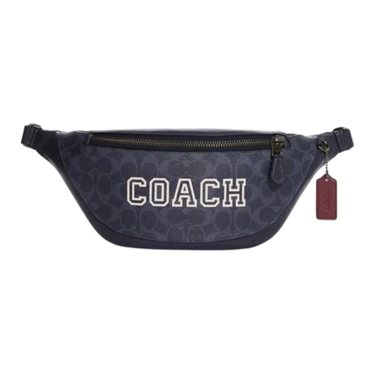 COACH Warren Cow Leather Fanny Packs Large Men's Denim Blue & Chalk White CB912-QBOIZ