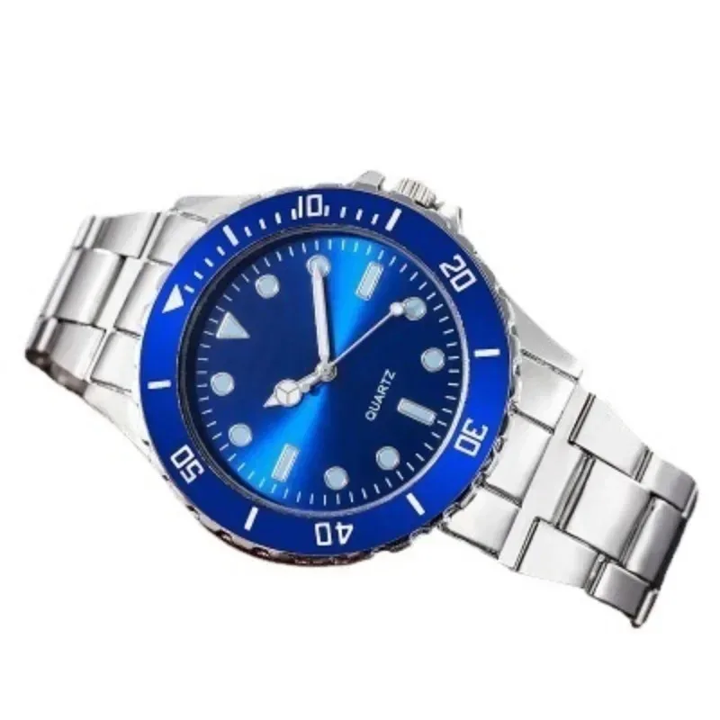 Men Watch Luxury Quartz Watch Business Watches Blue Dial Calendar Men Stainless Steel Band Fashion Male Wrist Watch Clock