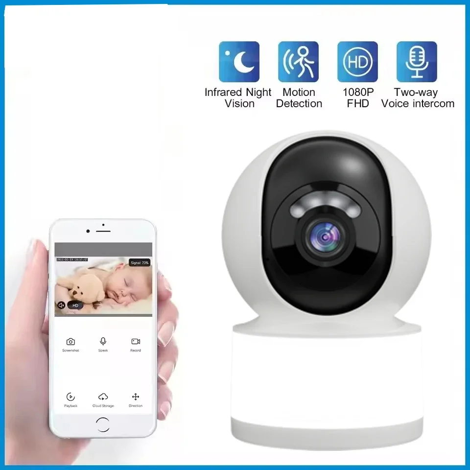 3MP  PTZ Camera 2.4G WiFi Indoor Security Baby Camera 340° Pan 2-Way Audio Night Vision Home Security CCTV Baby Pet Monitor